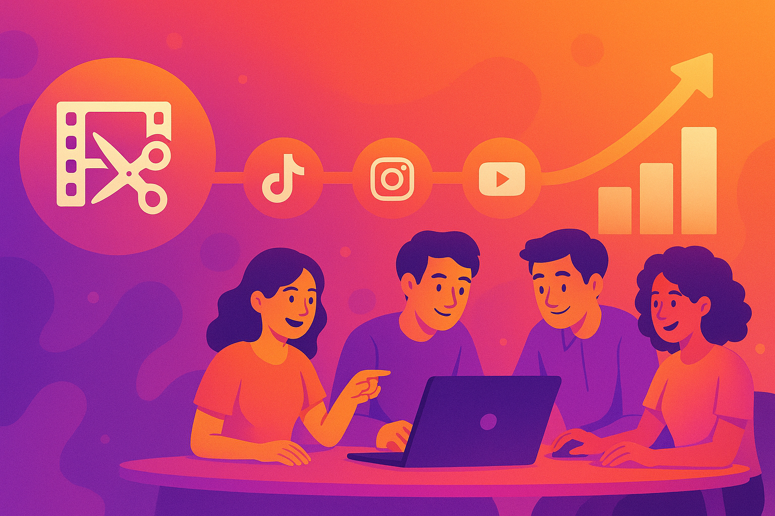 Clipping Agency team collaborating on social media growth strategies across TikTok, Instagram, and YouTube